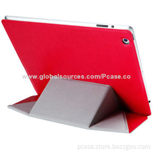 Folio Leather Cases for iPad 2 with Sleep and Wake Up Functions, UV/Rubber Coating
